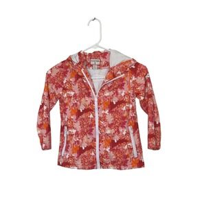 Hunter Kids Girls Pink Orange Abstract Print Hooded Rain Jacket Size 5T